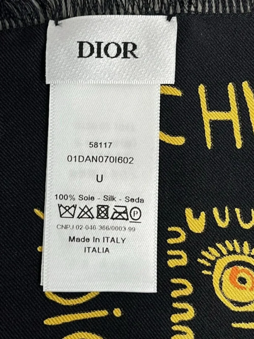 DIOR/ChristianDior Black Dark yellow Multi Scarf